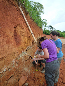 Investigating a section through an ion adsorption clay deposit in Madagascar